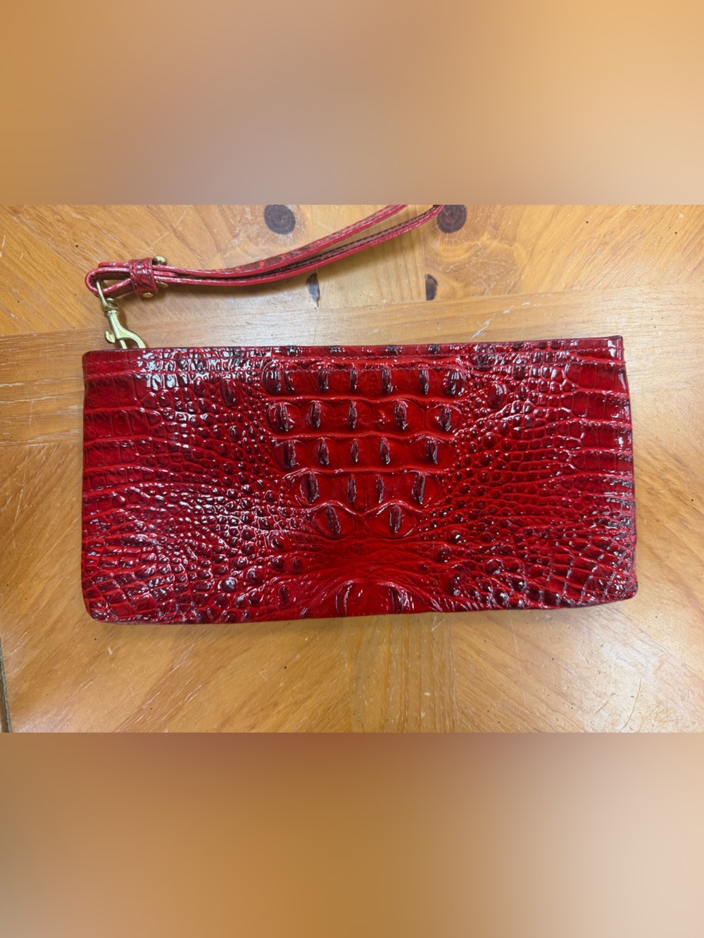 Brahmin Ruby Red Croc-Embossed Wristlet Clutch - Picture 2 of 5